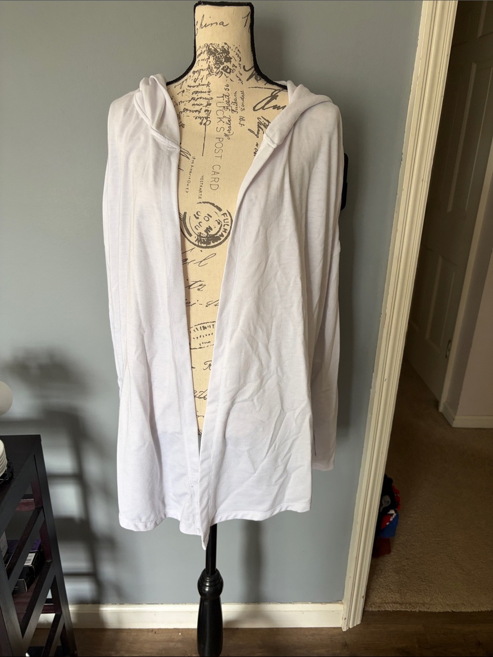XL Energy Zone White Hooded Open-Front Women's Cardigan